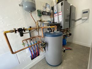 A photo of a completed, tested, and operating boiler system.